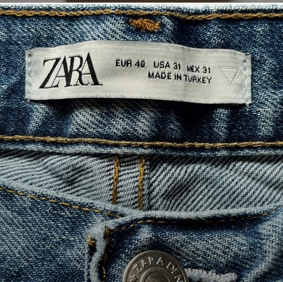 Zara Vintage Blue Washed Button Fly Straight - Picture 2 of 9